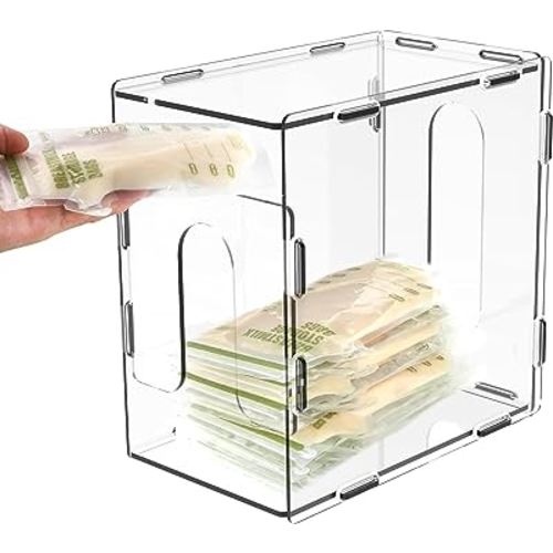 Breast Milk Storage Tower, Clear Acrylic Freezer Organizer, Reusable Container for Standard Milk Bags, Breastfeeding Accessories, Holds Up to 60 Oz