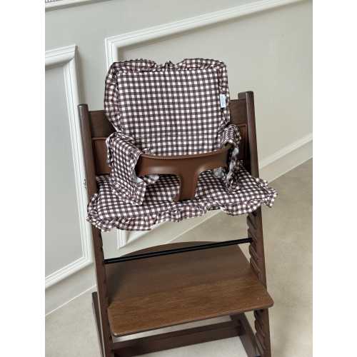 Espresso Gingham Ruffle Cushion For Stokke Tripp Trap