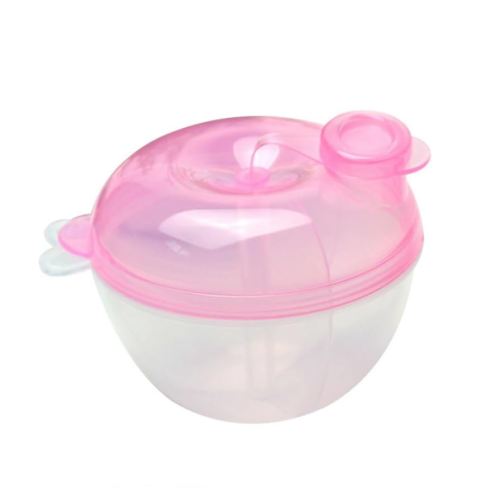 Portable Milk Powder Dispenser - Three-Compartment Baby Food Storage Container, Travel-Friendly Design in Pink for Easy Feeding on The Go