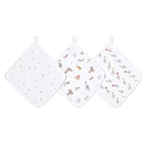 Aden + Anais Essentials Cotton Muslin Washcloths 3 pk - Elephant Circus