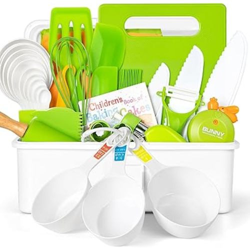 Kids Cooking Sets Real, 37PCS Kids Cooking and Baking Set with Storage Case Timer Kid Safe Knives Cutting Board, Toddler Kitchen Toys Birthday Gifts for Girls Boys Age 3 - 8
