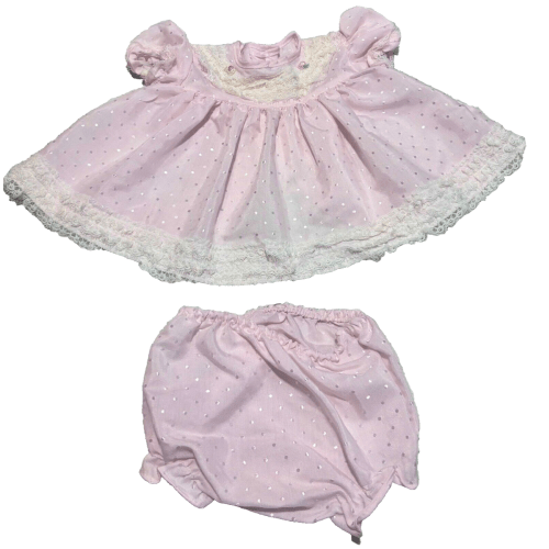 VINTAGE INFANT DRESS & Bloomers Pink NB 0-6 Months Made in USA