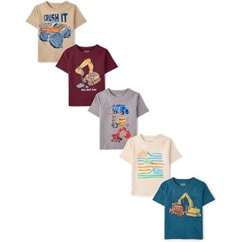 The Children's Place Baby Boys' and Toddler Short Sleeve Graphic T-Shirts,5-Pack