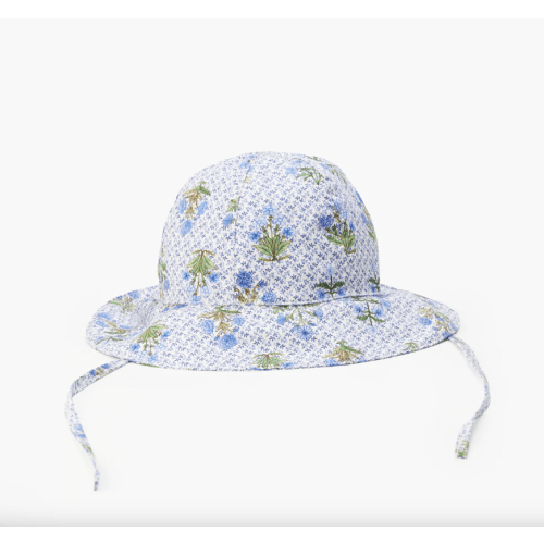 The Hill House - Baby Sunhat - Blue Block Print. 6-12 months