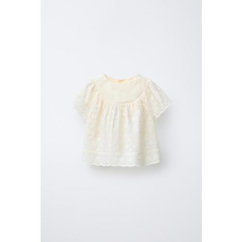 FLORAL EMBROIDERED BLOUSE - Ecru | ZARA United States
