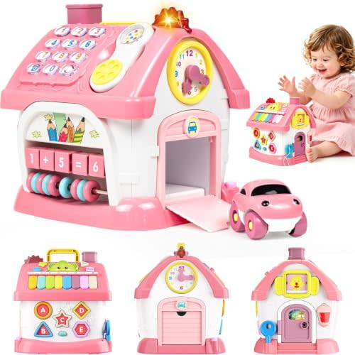 Marstone Toys for 1-2 Year Old Girls, Pink 8-in-1 Musical Learning House | One year old girl birthday gifts toys, combines learning & play to hold little ones’ focus and keep them occupied