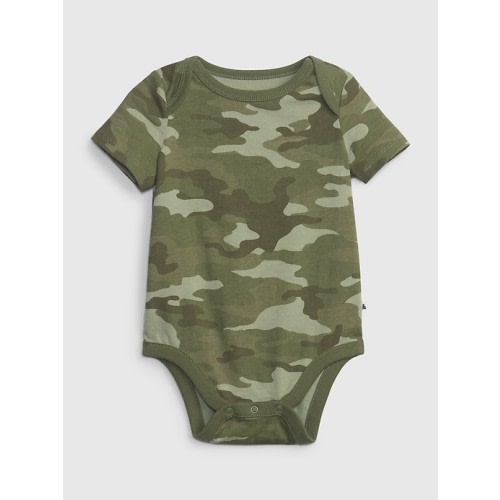 Baby 100% Organic Cotton Mix and Match Bodysuit in green camo, size: 6-12 M