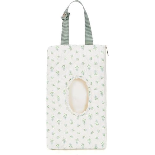 Quilted Baby Wipe Holder Quilted Wipe Pouch Portable Hanging Floral Wet Wipes Bag for Car, Stroller (Light Green 2)