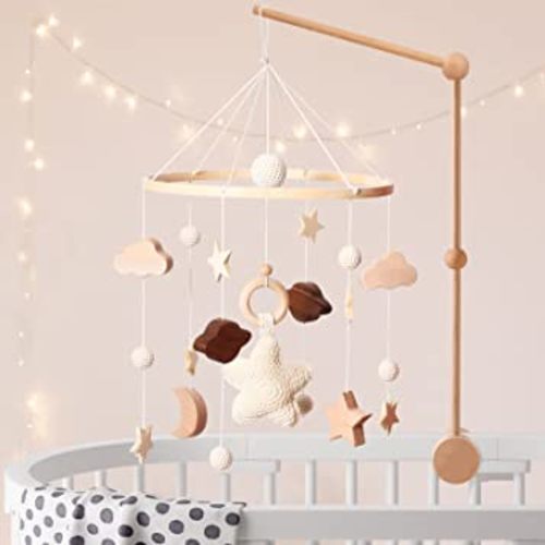 Boho Baby Mobile,Mobile for Crib,Neutral Baby Crib Mobile,Boho Nursery Decor,Handmade Baby Mobile,Boho Crib Mobile Kids Room Nursery Decor(Arm Not Included)