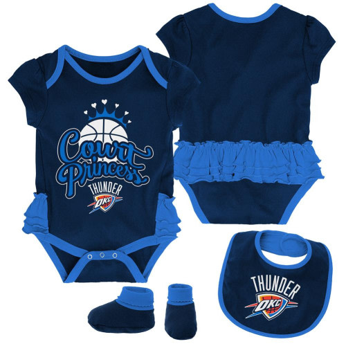 Oklahoma City Thunder Creeper, Bib and Bootie Set Infant Girls