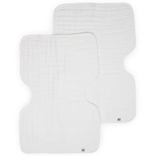 Little Unicorn 100% Natural Organic Cotton Burp Cloth 2 Pack | Ultra-Absorbent & Soft Muslin Fabric | Larger Size & Ergonomic Design (White + White)
