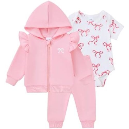 Baby Girl Clothes 3Pcs Infant Fall Hooded Outfits 0-18 Months