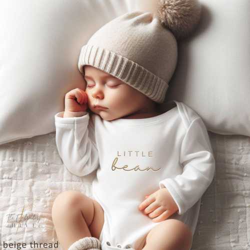 Embroidered Little Bean ONESIES® brand Personalized Baby Girl ONESIES® brand, Custom Girl Natural Baby Name ONESIES® brand, Cute, L214