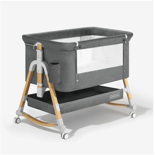 HARPPA Cuddly 3-in-1 Baby Bassinet Bedside Sleeper for Reflux | Attaches to Bed, Adjustable 5 Heights, Non-Toxic & CPSC Certified | Sturdy Aluminum Frame, Portable Wheels, Tool-Free Setup, Gentle Rocking | Perfect for Newborns, Infants, Small Spaces & Saf