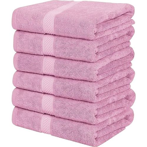 Utopia Towels 6 Pack Small Bath Towels, Pink
