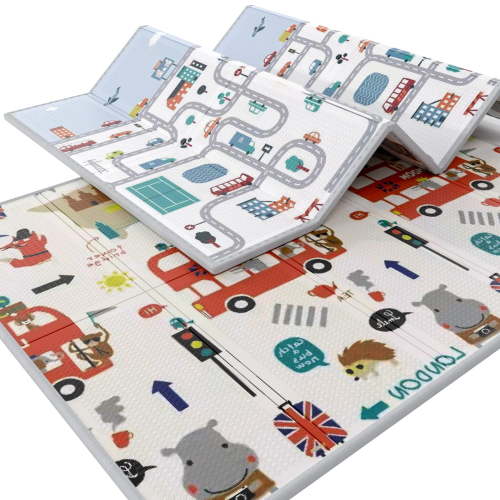 "ADHINO Foldable, Extra Large, Non-Toxic, Reversible Baby Play Mat, Waterproof Foam, 79""x71""x0.4"