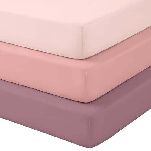 Baby Crib Sheets 3 Pack, Snug Fit Fitted Crib Sheet for Boys Girls, Super Soft Toddler Bed Sheet, Neutral Stretchy Baby Sheet, Breathable & Wrinkle-Resistant, Gradient Pink