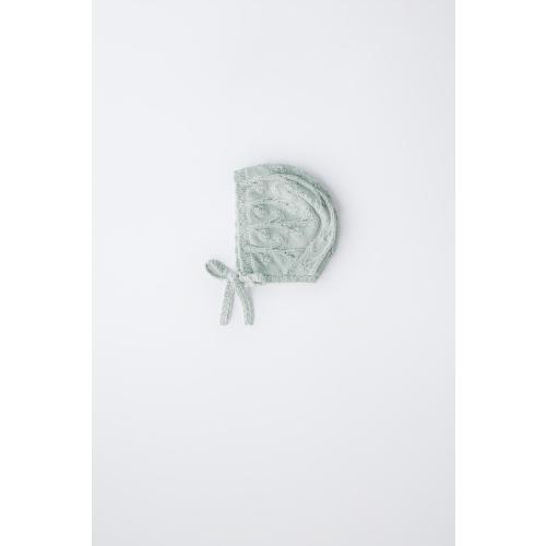 KNIT BONNET WITH LINEN - Pastel green | ZARA United States