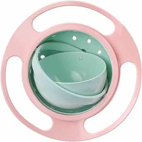 ZTL Gyro Bowl 360 Dgree Rotation Spill Resistant Gyroscopic Bowl with Lid