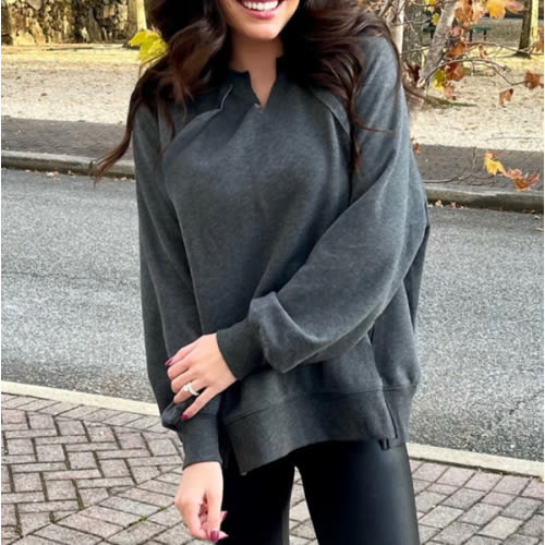 SUPER Oversized Nursing Crewneck Sweatshirt - Dark Gray