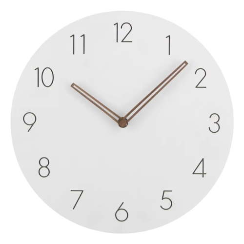 Quiet Not Ticking 12Inch Wooden White Round Wall Clock with Easy to Read Large Dials for Home and Office Decoration