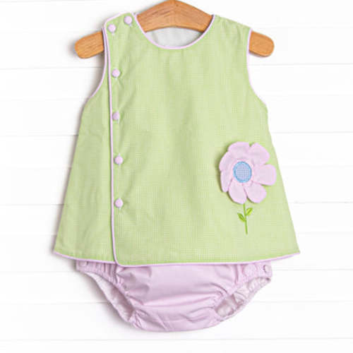 Fresh Air Flowers Applique Diaper Set, Green – Stitchy Fish