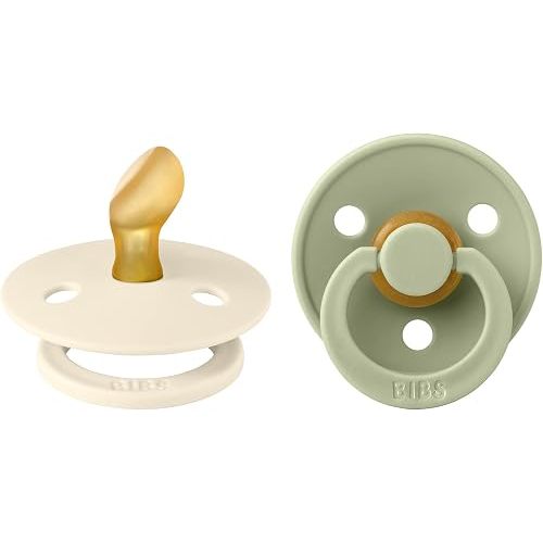 BIBS Colour Pacifier, 0-6 Months, 2-Pack, Anatomical Nipple, Ivory/Sage