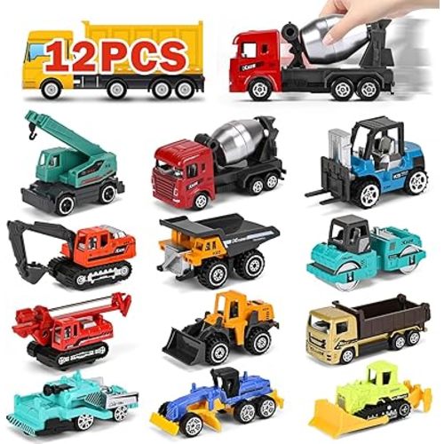 ZHFUYS 12PCS Metal Mini Cars Toy for Kids, Toy Cars for Kids, Trucks Toy Vehicles Set for Toddlers, Party Favors for Toddler Toys,Educational Play, Birthday Gift for Boys Girls