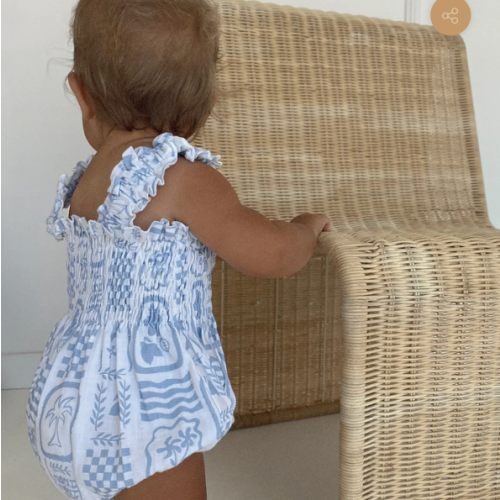 ESME ROMPER - BLUE/WHITE PRINT