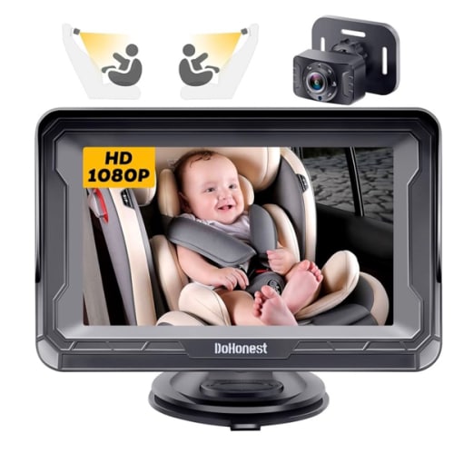 DoHonest Baby Car Camera HD 1080P - Rear-Facing Car Baby Monitor with Night Vision, Adjustable View Angle, Easy Setup, Anti-Glare Display, Safety for Kids & Infants