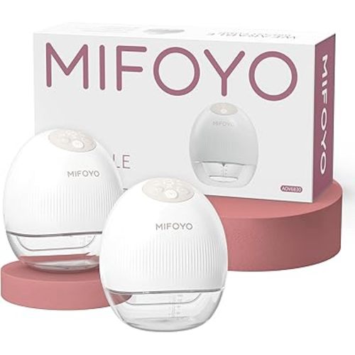 Hands Free Breast Pump, Wearable Electric Breastfeeding Pump with 4 Modes & 9 Suction Levels, LED Display & Rechargeable Battery Low Noise for Moms, Baby-Like Comfort, 24mm, 2-Pack