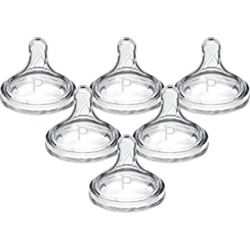 Dr. Brown's Natural Flow Preemie Flow Wide-Neck Baby Bottle Silicone Nipple, Slowest Flow, 0m+, 100% Silicone Bottle Nipple, 6 Pack