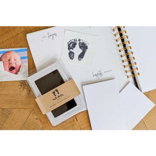 Baby Hand and Foot Print Inkless Kit Stamp Pad With 2 Cardstock Pieces | Newborn Clean No Touch Mess Ink Pad Inkless Handprint Footprint