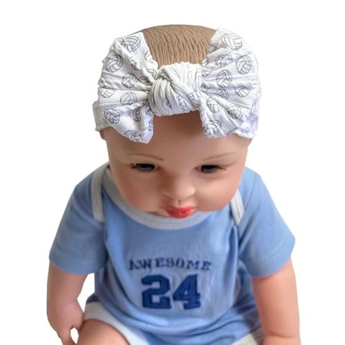 Baby Baseball Headband with Bow Headwear Sport Soccer Headband Bowknot Wide Hair Band Football Hair Bow for Toddler Infant TSFD55 (White Soccer Pattern)
