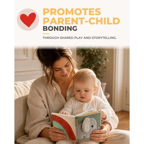 Soft Baby Book with Mirror - Crinkle Cloth Sensory Book, 0-18 Months