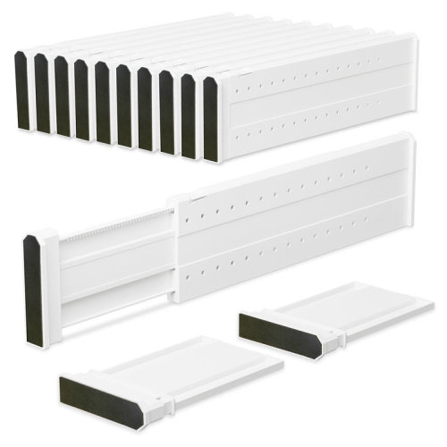 Rebrilliant 10 Pack Drawer Divider, 4" High, 15-21" Adjustable Drawer Dividers, Non-Slip Expandable Dresser Organizer for Baby Clothes, Bathroom, Bedroom, Kitchen and Office Storage, 10 Pack, Pink | Wayfair