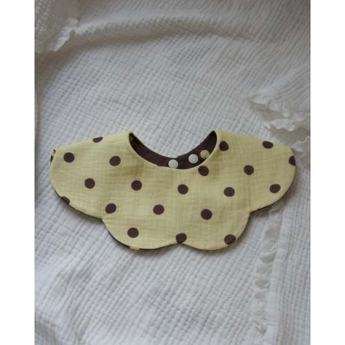 Organic Muslin 7-Layer Dribble Bib - Polka Dot Lemon/Brown