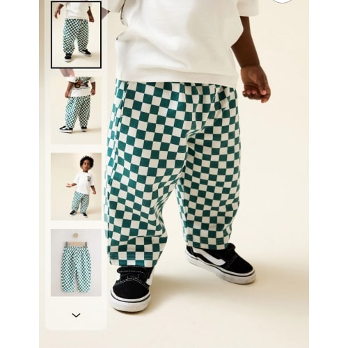 Buy Green/White Checkerboard Single Wide Leg Jersey Joggers (3mths-7yrs) from Next USA