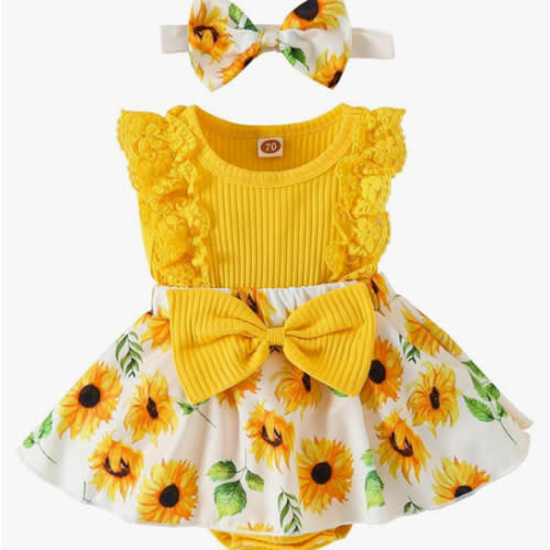 Baby Girl Clothes Newborn Romper Dress Infant Lace Ruffle Sleeveless Summer Outfits with Headband 0-12 Months