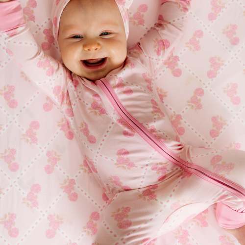 Blush Hydrangea Zipper Romper — Bamboo Baby Pajamas – In My Jammers