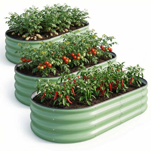 SnugNiture Raised Garden Bed, 3Pcs 4x2x1ft Galvanized Metal Planter Box, Green