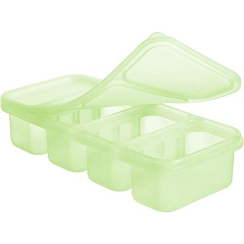 Olababy 1/2 Cup Silicone Freezer Tray with Lid – Clear Freezer Molds for Baby Food Storage, Soup, Meal Prep, Ice Cube Tray, 4 Portions, BPA & Microplastic Free, Microwave & Dishwasher Safe (Kiwi)