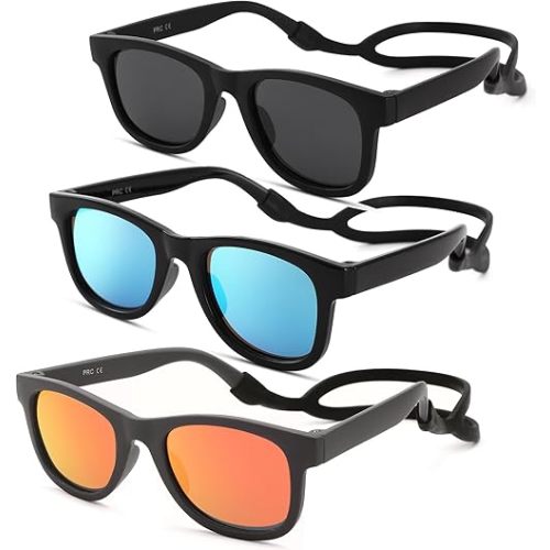 COASION Bendable Flexible Polarized Newborn Baby Sunglasses with Silicon Strap for Infant Boys Girls Age 0-12 Months CA9042