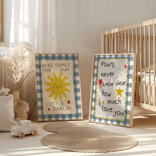 Here Comes The Sun Little Darlin Nursery Print, You’ll Never Know How Much I Love You, Boho Sunshine Wall Art, Baby Boy Nursery Wall Decor
