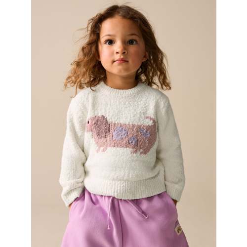 Ecru Sausage Dog Jumper (3mths-7yrs)