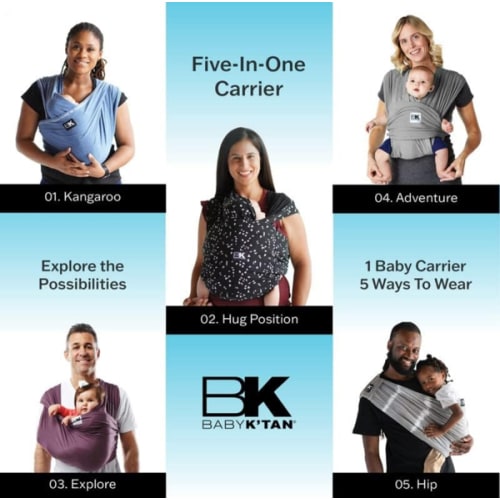 Organic Baby K'tan Baby Carrier 100% GOTS Certified Cotton: #1 Easy Pre-Wrapped 5 in 1 Baby Sling | Ready to Wear | Pillowy Soft Hands Free Infant Wrap | Newborn to Toddler up to 35lb (See Size Chart)