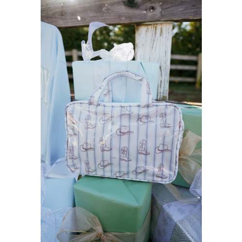 Western Blues Striped - Clear Coat Toiletry Case - PREORDER