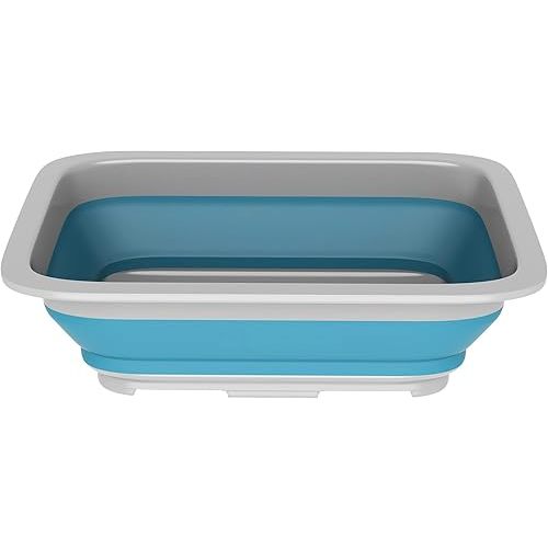 Collapsible Bucket - 7.27-Liter Multipurpose Wash Bin for Camping, Beach Trips, Tailgating Parties, and Cleaning Supplies by Wakeman (Blue)