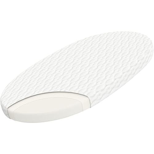 WELLZEE Oval Bassinet Mattress 29"x17", Fits for 4moms MamaRoo Bassinet, Skin-Friendly for Baby, 100% Breathable & Washable Cover, Waterproof Lining, Suppotive High-Density Foam