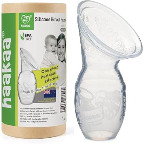 Haakaa Silicone Breastfeeding Manual Breast Pump Milk Pump 100% Food Grade Silicone BPA PVC and Phthalate Free | 4 oz Capacity